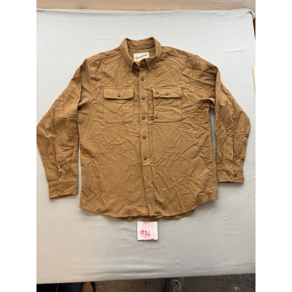 Duck Camp Premium Wingshooting Shirt Mens XL Tan Brown Long Sleeve Button Down